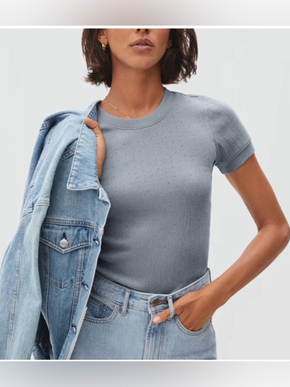 Everlane Pointelle Short Sleeve Tee